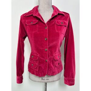 Vintage Y2k Arizona Raspberry Pink Velour Blazer Jacket Junior size XL 18